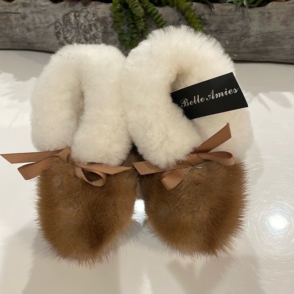 MINK & SHEARLING BABY BOOTIES - Small 
New With Tags